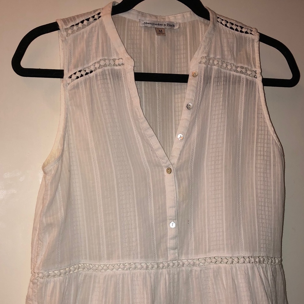 Abercrombie & Fitch White Eyelet Peplum Tank Top
